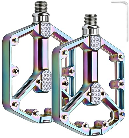 Pédales De Vélo,9/16 Pouces Pédales Plate MTB,Pédales Plats pour Vélo,Pédales en Aluminium pour VTT,Pédale De VéloS Antidérapant pour VTT,Vélos De Course Et Vélos De Ville,Couleurs Vives