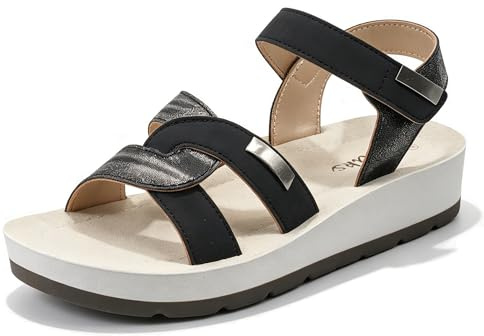 CLEIKS Sandali Donna Estate Sandali Roman Comode Sandalette Sandali con Chiusura a Strappo Larghi Scarpe Estive Pantofole