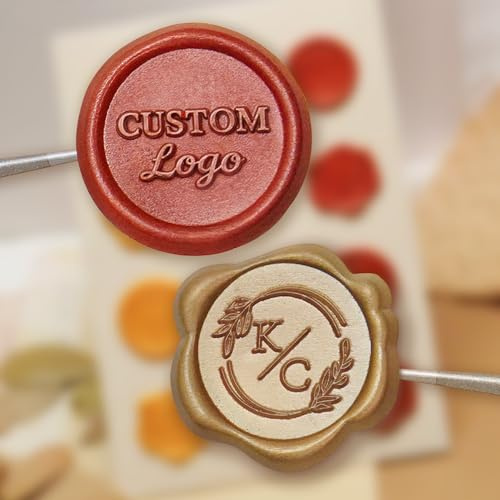 Pegatinas de Sello de Cera Personalizadas, Cera Autoadhesivas Retro con Texto o Logo, para Bodas, Cartas e Invitaciones, Decoración, Color Dorado o Burdeos (25mm)