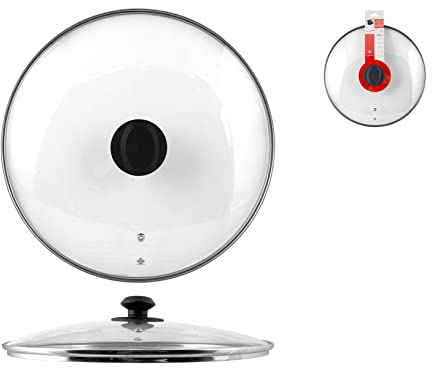 Home Deckel mit Rand aus Edelstahl, Kunststoff/Glas, Transparent/Schwarz, 40 cm