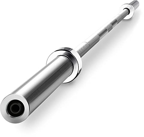 Yaheetech 7-Foot Olympic Barbell with Collars - Solid Iron Weightlifting Rod - Chrome Straight Bar for Home Gym Strength Training & Power Lifting Exercises