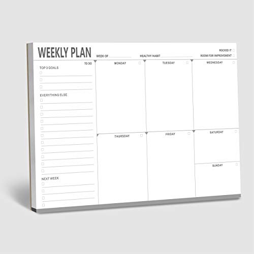 Weekly Planner Desktop List Note Pad To Do List with Magnet Mountings for Fridge Locker (90 Sheets 9 x 6)