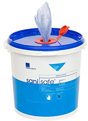 Antibacterial hand wipes Sanisafe Food Safe Surface Disinfectant Wipes, Bucket Wipes x 1000 - Professional Use