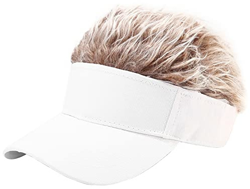 Malaxlx Blanc Casquette de Baseball Homme Femme Réglable Casquette Visière avec Marron Perruque Casquette Trucker Chapeau de Golf Cap Sportive Solaire Cap