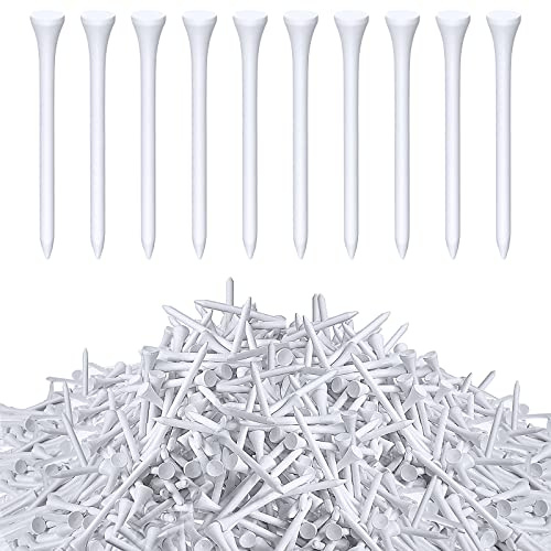 Vinsot 1000 Pcs Golf Tees Bulk 3-1/4 '' Wooden Bamboo Tees Decoration for Men Women Clubs Golf Ball Theme Party Accessories School Supplies (White)