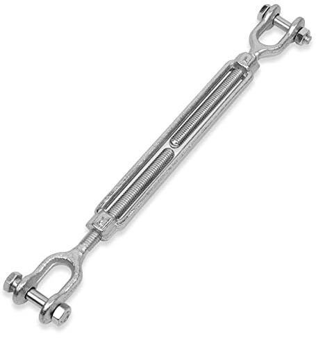 Hot Dipped Galvanized Steel Jaw and Jaw Turnbuckle - Heavy Duty Turnbuckle, 1/2 Threaded Diameter x 18, 3500 lbs Working Load Limit - Durable,Weather Resistant