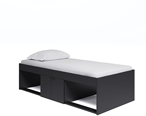 Black, Low Sleeper Kids Cabin Storage 2 Niche Single 3ft Bed