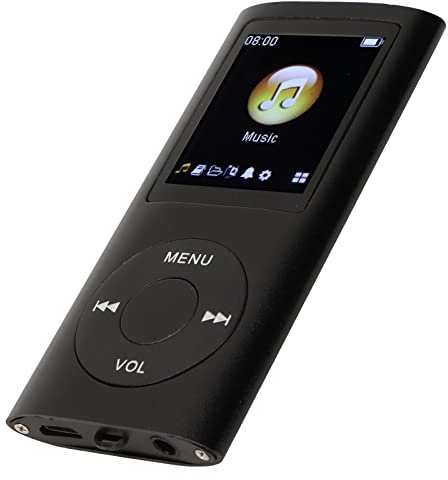Portable MP3 Player, Lossless Sound HiFi Walkman Music Player Media with Memory Card Slot, Support Max 64GB, 200mAh Battery, with Earphones, 1.8 Inch LCD Screen (Black)