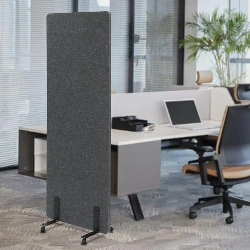 Raumteiler Trennwand Akustik-Trennwand, 61 * 168cm Akustik-Raumteiler mit verbreiterten Standfüßen|Feststellbare Universalrollen, Trennwände Sichtschutz, Anti-Peeping Sichtschutz (Dunkelgrau)