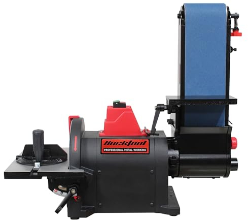 Bucktool 700W Belt Sanders for Metal with Direct-Drive Motor, Bench Sander for Metalworking, Adjustable Roating 100x914mm Belt Grinder and 200mm Disc Sander for Workshop