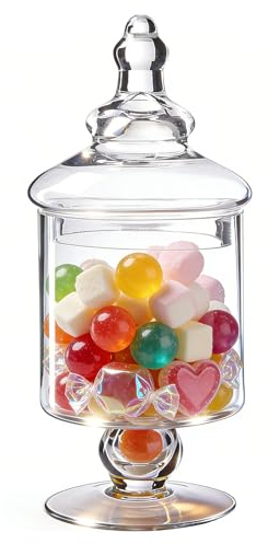 Generico Contenitore per Caramelle, Caramelle Barattolo di Vetro, Vaso di Vetro con Coperchio, Barattoli Di Conservazione Alimenti, Riutilizzabile per Biscotti, Dolcetti, Gelatine, Cioccolato (1, B)
