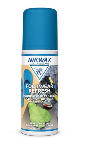 Nikwax FOOTWEAR REFRESH - Shoe Cleaner & Deodoriser. Anti Odour Shoe Deodorant Suitable for Trainers, Sandals, Boots & Insoles. Helps Remove Dirt & Prevents Odour Build-up, Fresh Scent (125ml)