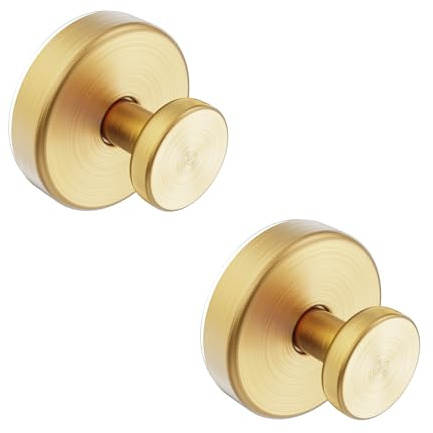 Bntuk Suction Cup Hooks for Shower, Towel Hooks for Bathroom Window Glass, Bath Robe Looafh Hook for Hanging - 2 Pack, Gold