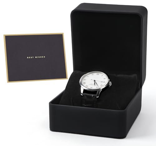 Augshy Premium PU Watch Storage Box With Pillow - Single Watch Gift Box for Valentine's Day - Unisex Jewelry Bracelet Storage (Black)