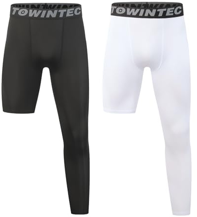Towintec garçons Jeunes Pantalon de Compression Enfants One Legging à Une Jambe de Compression Athlétiques Respirant Séchage Rapide Tight léger pour Basketball Fitness Entraînement Gym