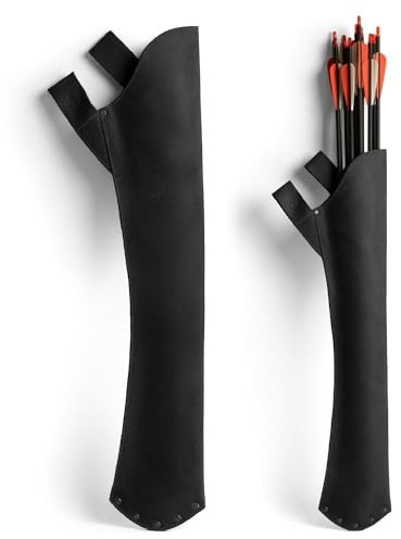 Leather Hip Quiver for Arrows, Hunting Quiver Arrow Holder, Archery Quivers Holder, Best Compound Bow Arrow Quiver for Recurve Bow, Back Quiver, Design for Archery Crossbow Quiver (Charcoal Black)