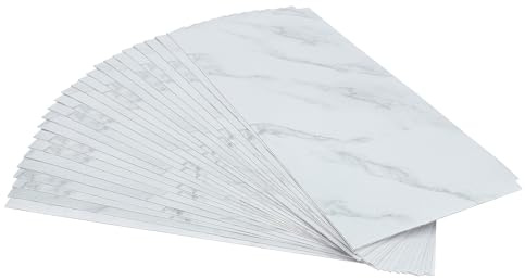 Självhäftande vinylgolv – 24 stycken PVC-golvplattor 60 x 30 cm – 4,32 m² självhäftande kakel golvbeläggning – halkfri och vattentät – PVC-plattor för vardagsrum kök sovrum (vit)