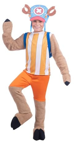 My Other Me Déguisement de Chopper pour enfant avec bonnet, sac à dos, t-shirt, pantalon et couvre-bottes en bleu et orange, taille 10-12 ans. Plongez dans un monde d'aventures fabuleuses.