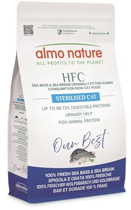 Almo Nature HFC Our Best - Sterilised - Croccantini per Gatti Adulti Sterilizzati o Poco Attivi - Spigola E Orata Freschi - Urinary Help, Altamente Digeribili, Human Grade, Senza Glutine - 1,2kg