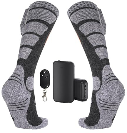 yybng Calcetines Calefactables | 2 Pares Impermeables para Invierno con Batería 4000mAh | Control 3 Niveles Temperatura Aislamiento Térmico - Actividades Invernales Caza Senderismo Camping