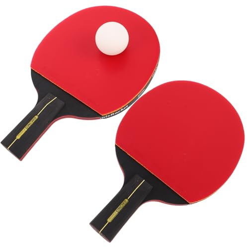 Ciieeo Juego de Raquetas de Tenis de Mesa para Set de Palas de Madera con Mango Largo y Corto 3 Balones Incluidas Equipo de Entrenamiento Portátil para Interior y Exterior Agarre