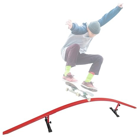 Gelacie Ultimate Skateboard Rail Grindrail Kit - Portable Adjustable Grind Rail Ramp Set for Skate, BMX Bike, Roller, Snowboard, Scooter, Rainbow Flat Incline Rail