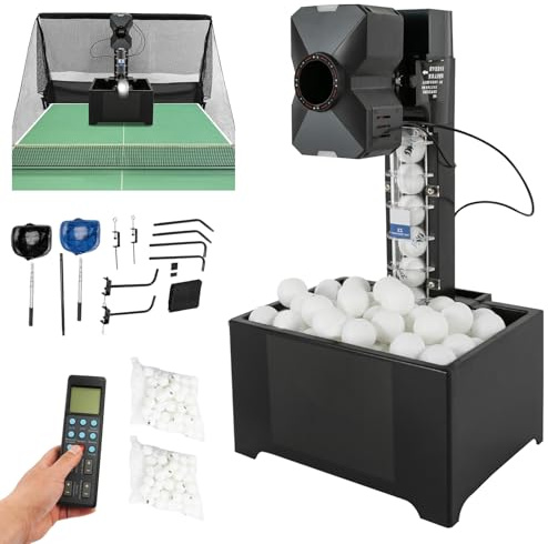 LUNICASHA Tischtennis Roboter mit Netz, Tischtennis Ballmaschine Automatische, 10 Modi, 35-90 Bälle/Min, Ping Pong Roboter für Einzeltraining