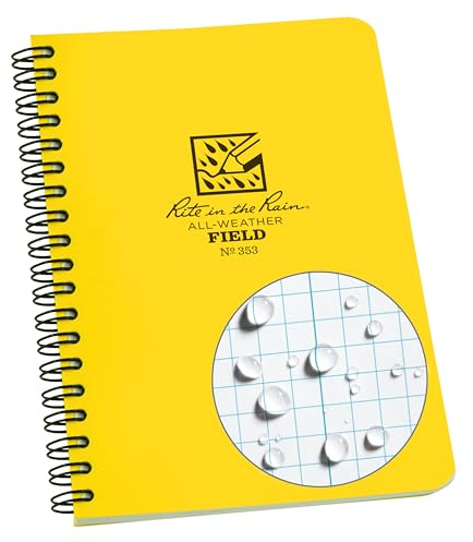 Rite in the Rain Weatherproof Side Spiral Notebook, 4.625 x 7, Yellow Cover, Field Pattern (No. 353)