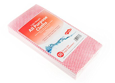 We Can Source It Ltd - Lightweight All Purpose Cleaning Cloths ''J Cloth Type'' (Pack of 50) - Choice of colours - (RED)