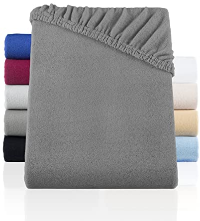 BaSaTex Winter Thermo Fleece Spannbettlaken - wärmendes plüsch Spannbetttuch Teddy Flausch - Flauschiges Bettlaken | Größe: 140x200-160x200 cm | Farbe: Anthrazit