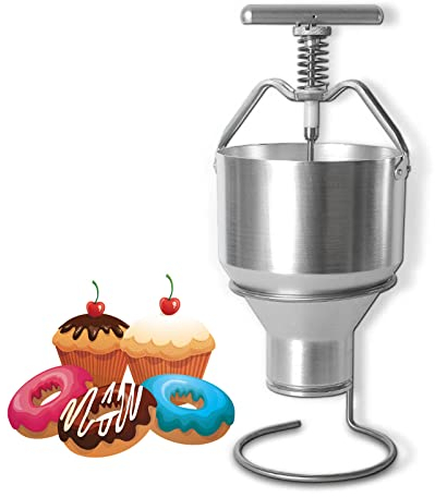 KELUNIS Manual Donut Depositor with Stand, Doughnut Maker Dropper Plunger Dough Batter Dispenser Hopper with 6 Thicknesses Adjustment for Home & Commercial Use