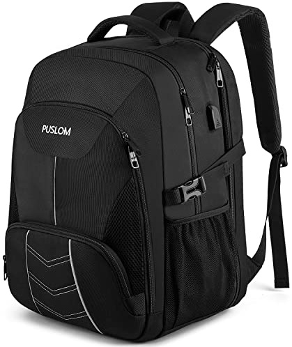 Extra Large Backpack for Men 55L,18.4Inch Travel Laptop Backpack with USB Charging Port Business Flight Approved Carry On Backpack,TSA Big Capacity Heavy Duty Computer Bag College Bookbag,Black