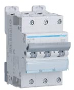 Disjoncteur 3P- sans neutre - 6-10kA - 16A - 3 modules - Courbe D - NGT316 - Hager