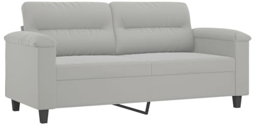 vidaXL Sofá de 2 Plazas, Asiento con Reposabrazos Respaldo, Sofá de Descanso Televisión, Sillón Tapizado para Salón, Tela de Microfibra Gris Claro
