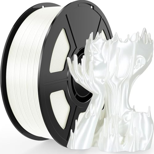 Amoybaby Filamento PLA Seta Perla Bianca 1.75mm 1kg, +/- 0.03mm, Materiale per Stampa 3D ad Alta Resistenza e Senza Grovigli per la Maggior Parte delle Stampanti 3D FDM (2.2lbs)