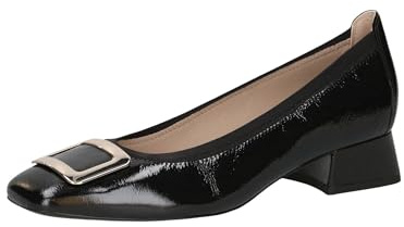 CAPRICE Donna Décolleté in Pelle Tacco Basso, Nero (Black Naplak), 37 EU