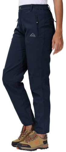 YSENTO Pantalon softshell pour femme - Pantalon de randonnée d'hiver - Pantalon de ski - Imperméable - Doublure chaude - Pantalon d'extérieur - Pantalon de trekking