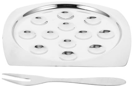 POPETPOP 1 Set Piatto Di Lumache Pinza Per Lumache Escargot Forchetta Conchiglie Teglia Per Lumache Lumaca Piatto Di Ostriche Teglia Da Forno Per Ostriche Acciaio Inossidabile