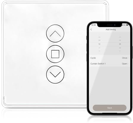 Interruptor inteligente para persiana enrollable inalámbrico - Compatible con Alexa y Google Home - Temporizador y control de voz - Requiere cable cero