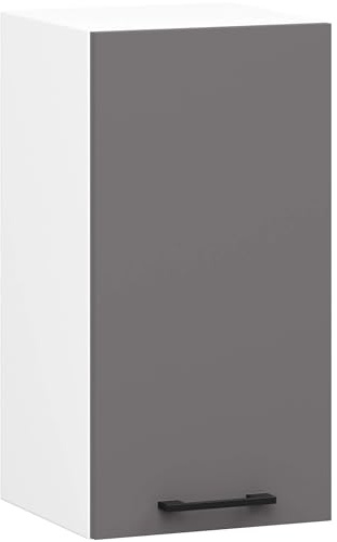 AKORD | Armoire de Cuisine Suspendue - Oliwia W30 | Meuble avec 1 Porte et 2 Étagères | Armoire de Rangement | 30 x 30 x 58 cm | Blanc & Gris Graphite