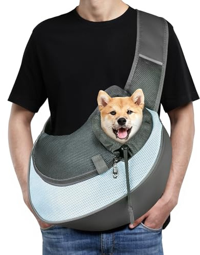 AUYAO Sac de Transport pour Chien Chat, Sac à Réglable BandoulièRe pour Petit Moyen Chiens/Chats, Sac à Bandoulière Mains Libres pour Animaux Jusqu’à 5kg pour l'extérieur, Marcher, Voyages(Bleu)