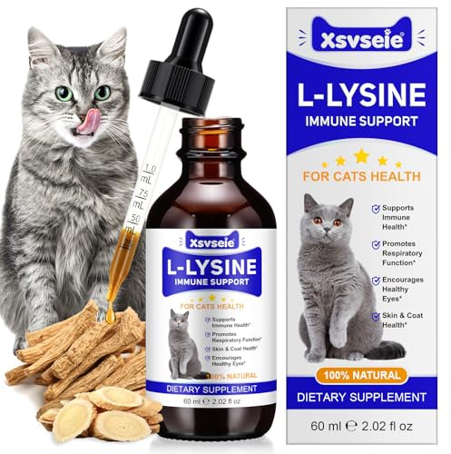 Lysin droppe för katter 60 ml, immunstöd för katter, L-Lysin för katter, starnäring, rinnande näsa, förkylning, ögonfunktion