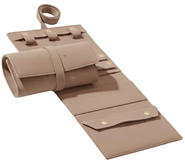 Einzelstück® Schmuck Reise Tasche I kleiner Schmuck Organizer für Reisen I Schmuckrolle Schmuck Aufbewahrung kompakt & platzsparend (Taupe Brown)
