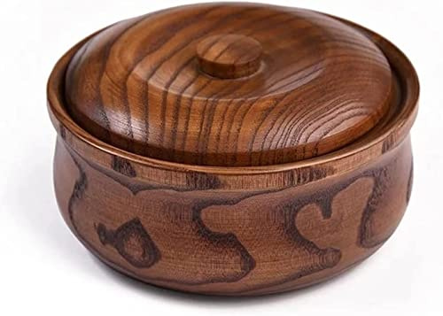 Träskål med frukt och sallad, träskålar, soppskålar lock, träporslin for ris for hemmabruk, hotell(16x7.5cm)