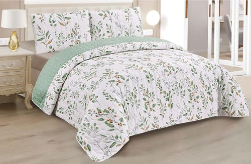 FUKURO. Colcha Boutis para Primavera y Verano + Funda Almohada 50x70 cm - Cubrecama Ligera Fina Entretiempo Extra Suave y Transpirable. (Jardín Silvestre, Cama 135/220x260cm + 2 Funda 50x70cm)