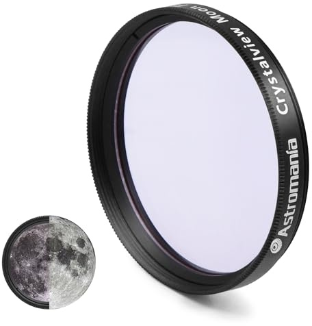 Astromania Telescope Moon Filter 2 Inch, Crystalview Moon Filter Works with Telescope Accepts 2 Inch Eyepieces, Metal Telescope Eyepiece Accessory Reduces Moon Glare and Enhances Lunar Crater Details