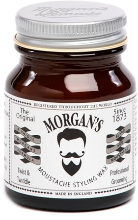 Morgan's Pomade Cera per Baffi, Cera Ultra-Rigida e Naturale Perfetta per Modellare e Stilizzare i Baffi con Oli Essenziali 50g