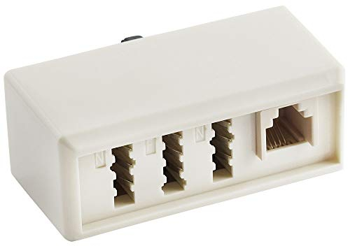 BestPlug Telefon Fax Adapter Verteiler Splitter Weiche Verbindungsstück, 1 TAE-F Stecker auf 1 TAE-F Buchse, 2 TAE-N Buchse und 1 RJ11 Buchse Kupplung weiblich, Weiss