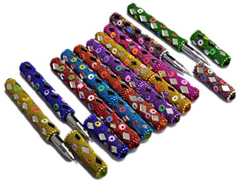 Un juego de 10 bolígrafos Rajasthani para decoración del hogar, de 5 pulgadas, multicolor