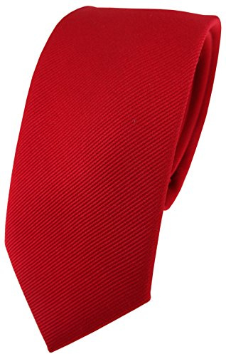 TigerTie corbata de seda estrecha - rojo rojo-fuego monocromo rips struktur